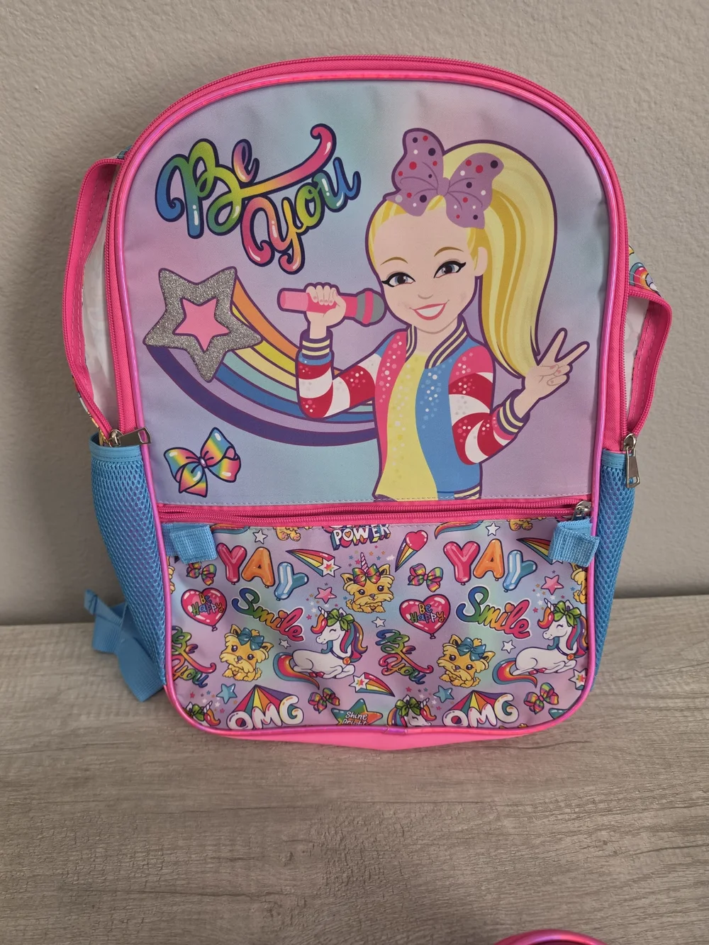Kids' Pink Heart Backpack with Holographic Front Pocket